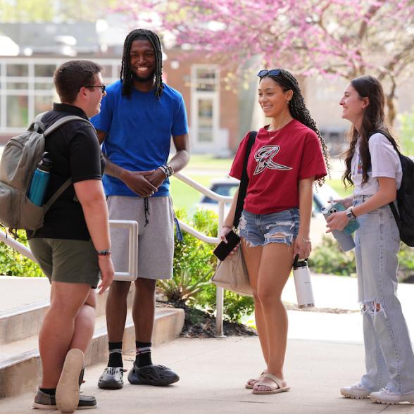 Rider students gathered outside in spring