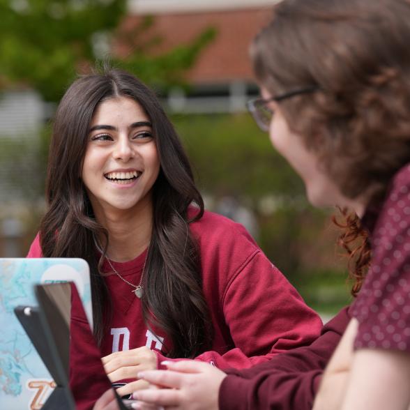 Students studying on campus