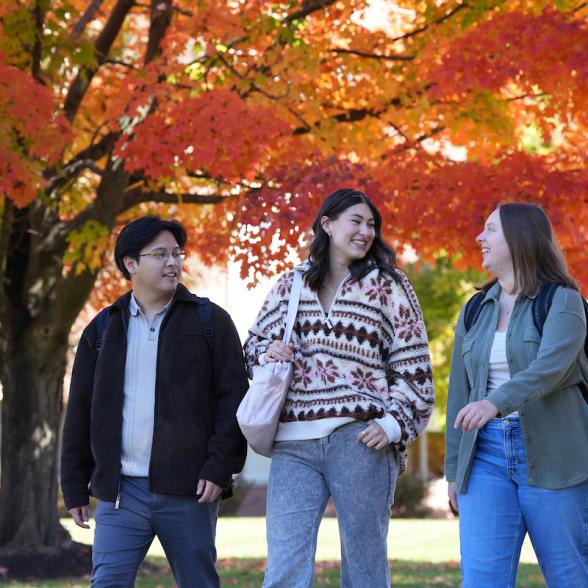 Students walking on a fall day