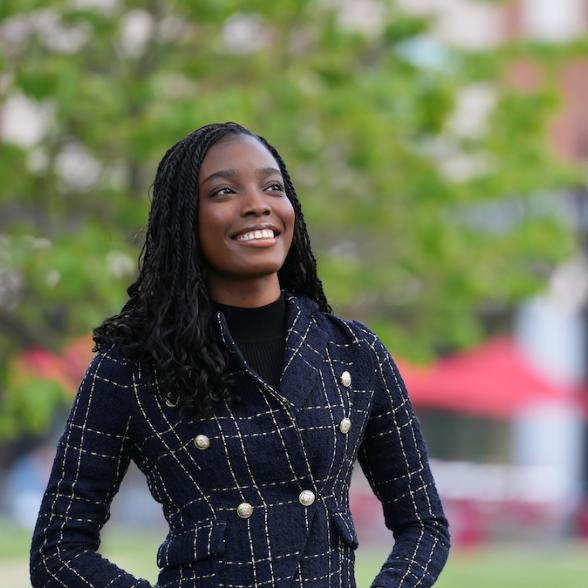 Angilee Blake poses for a picture on campus