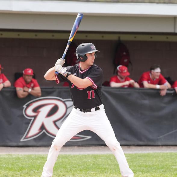 Men's baseball player in stance