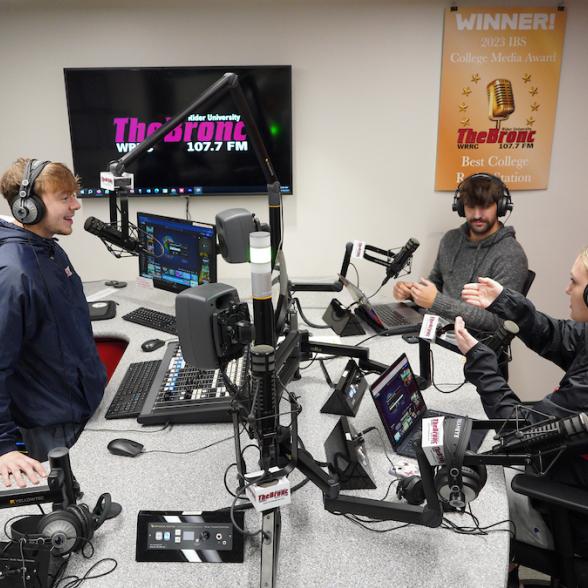 Students in radio station