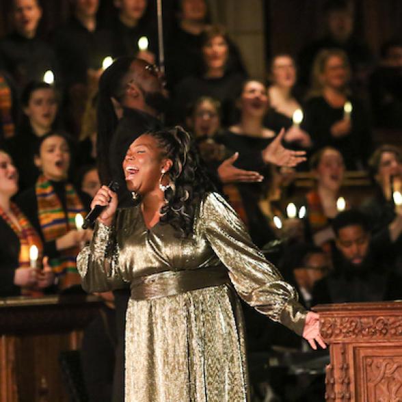 Soloist performs during an Evening of Readings & Carols