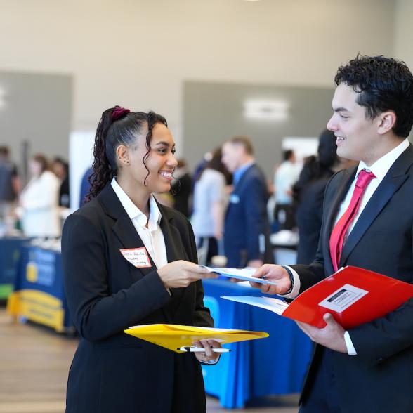 Students at a career fair