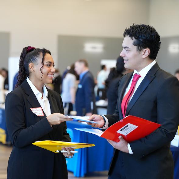 Students at a career fair