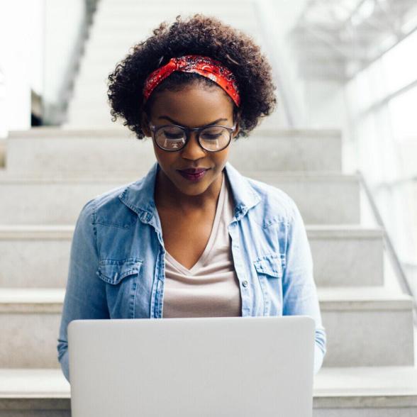 Young woman working on laptop