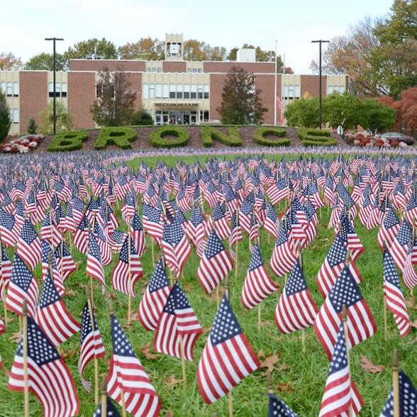 Flags displayed on the Campus Mall