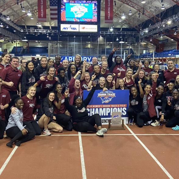 Women's Track and Field team celebrates winning MAAC Indoor 