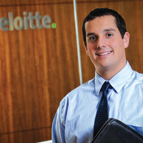 Student participating in professional internship