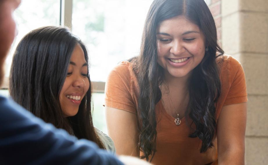 Two female students studying together
