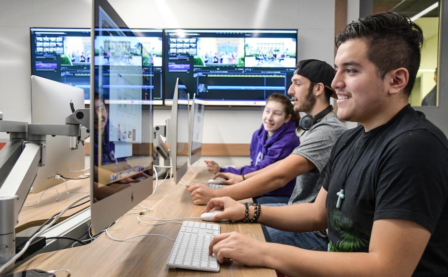 Students in media classroom