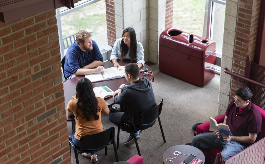Students study together on Rider campus