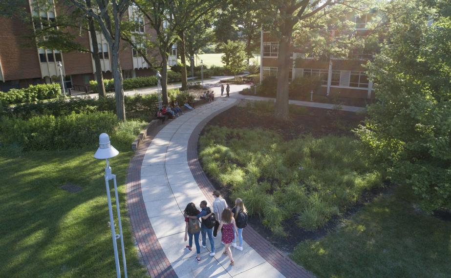 Students walking on campus