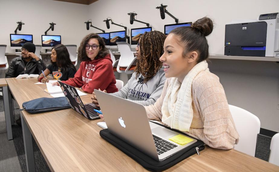 Students working on laptops