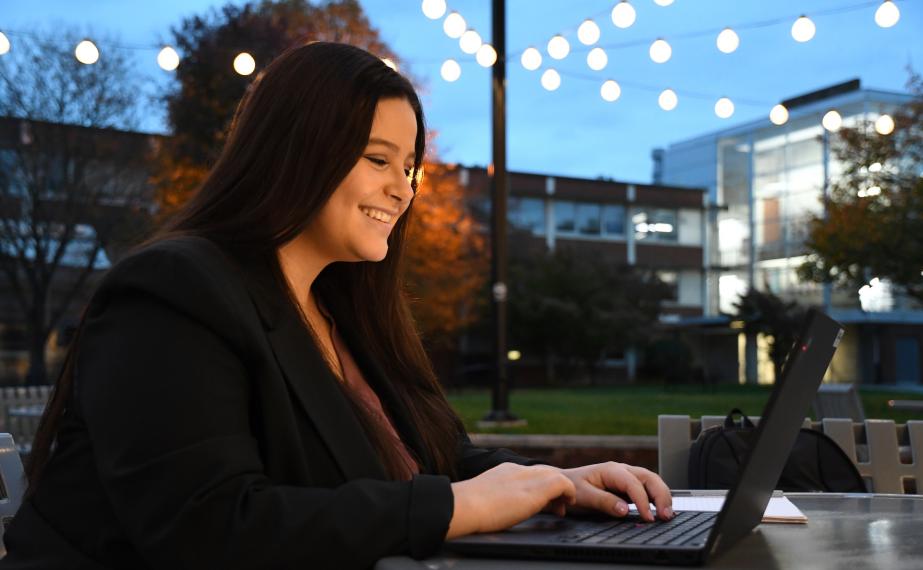 Student working on laptop