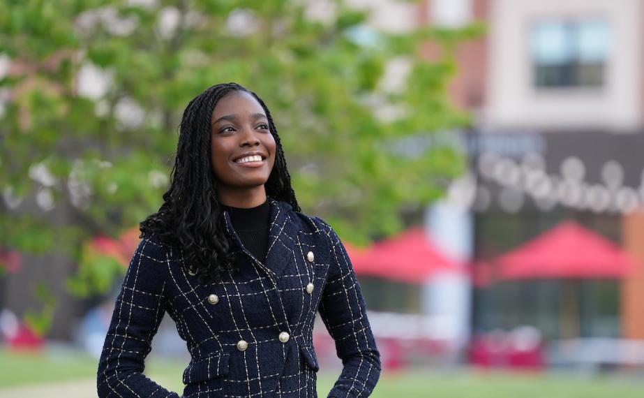Angilee Blake poses for a picture on campus