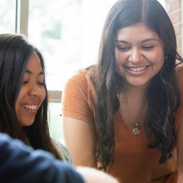 Two female students studying together