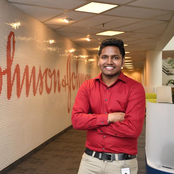 Rider student Vivekkumar Govindaswamy at Johnson & Johnson co-op