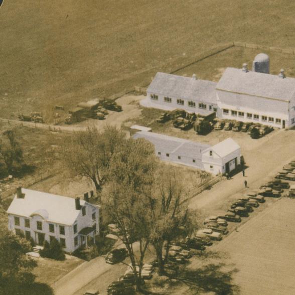 Historic photo of Van Cleve house and farmland