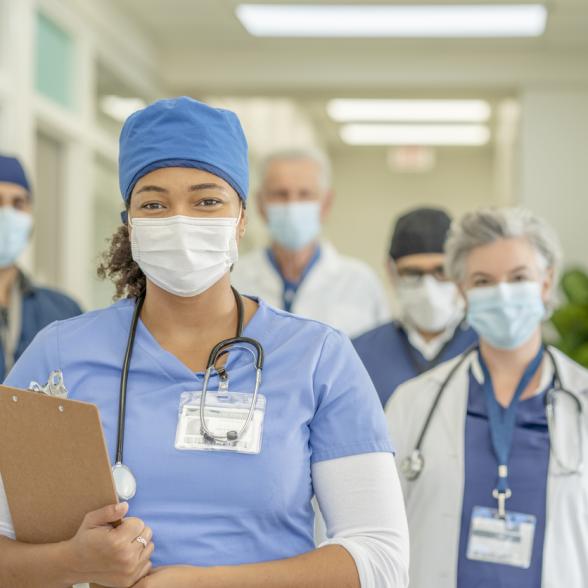 Nurses wearing face masks