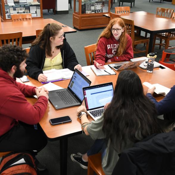 Students collaborate in Moore Library
