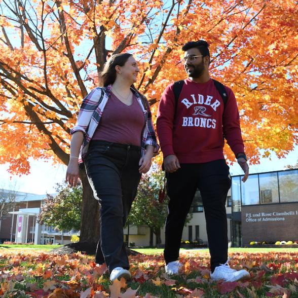 Students walking by Admissions