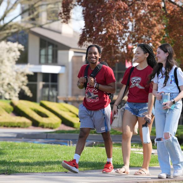 Students walking on campus 