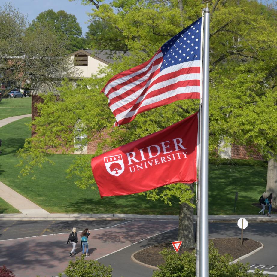 Flags fly over campus