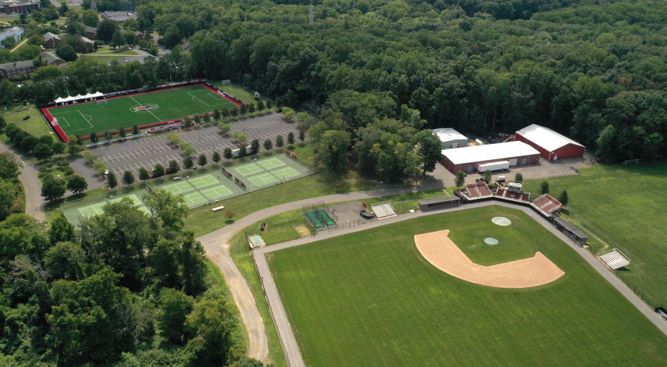 Aerial view of athletic fields