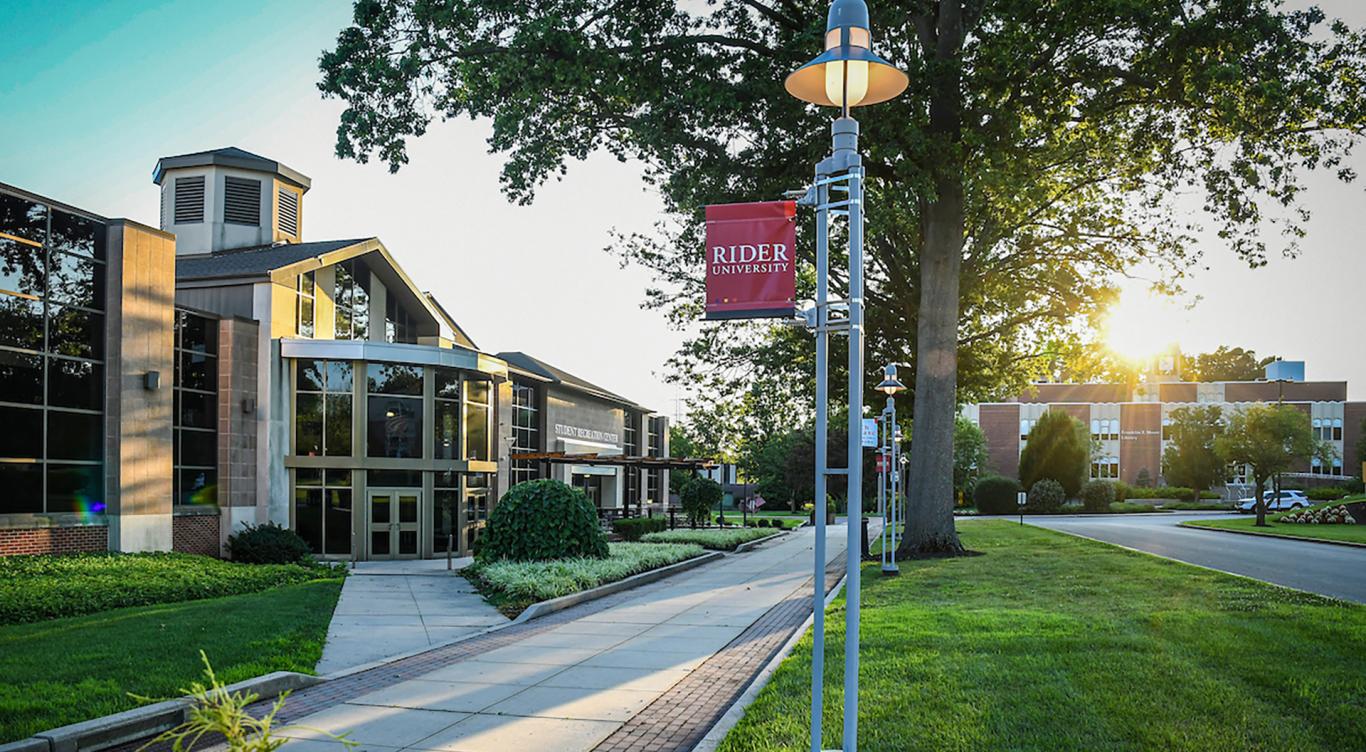 Sunset behind Moore Library