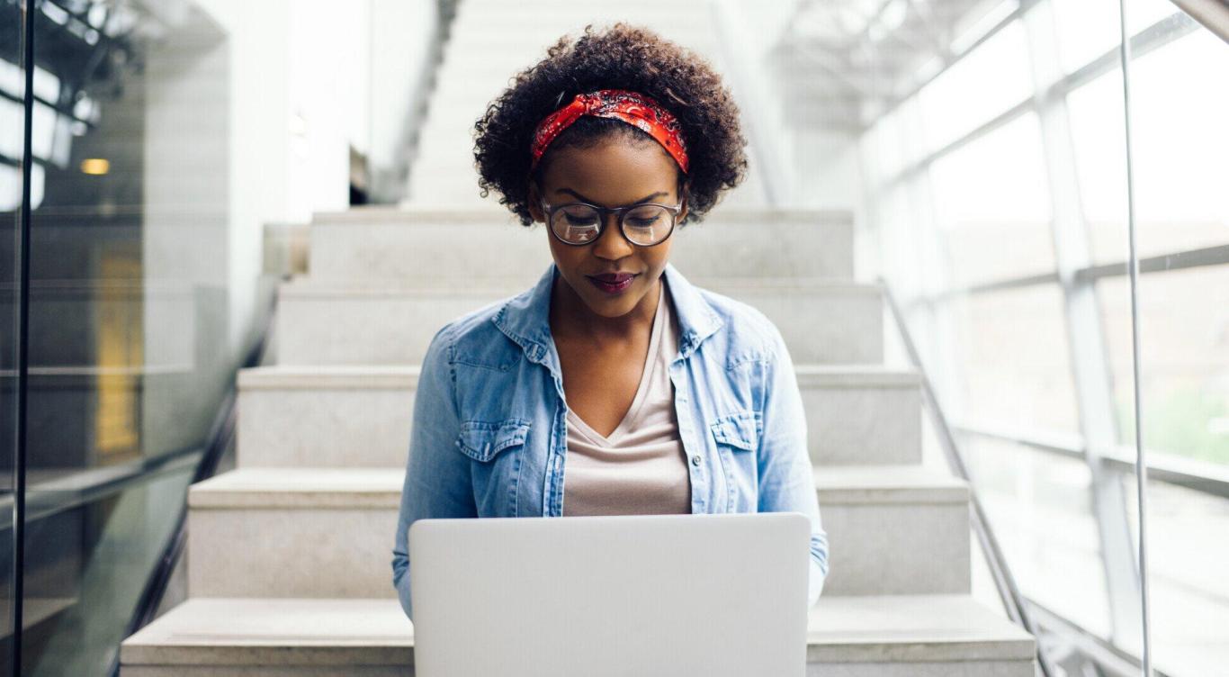 Young woman working on laptop