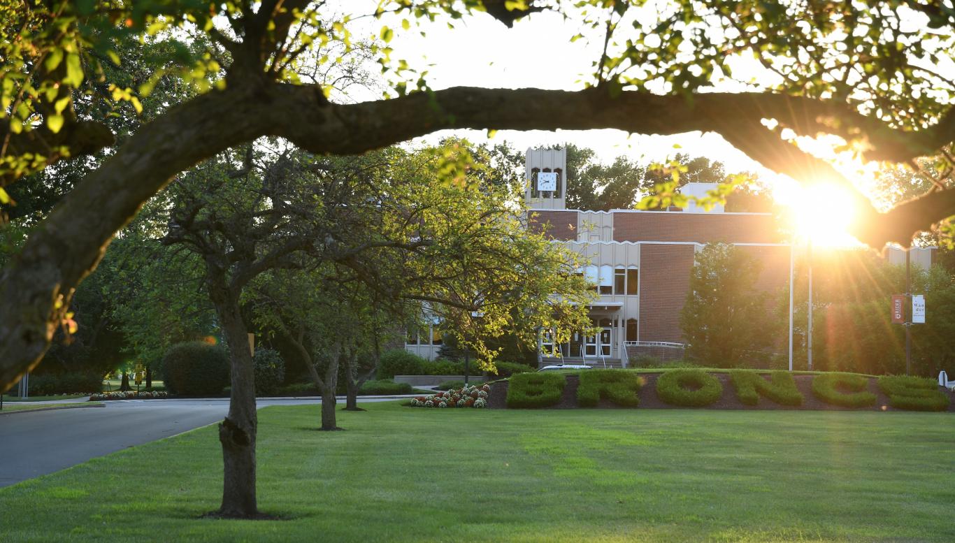 Moore Library at sunset