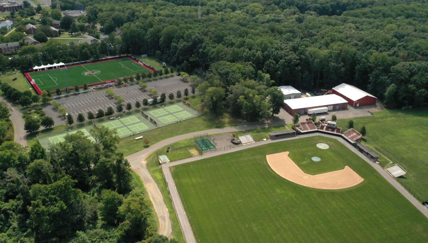 Aerial view of athletic fields