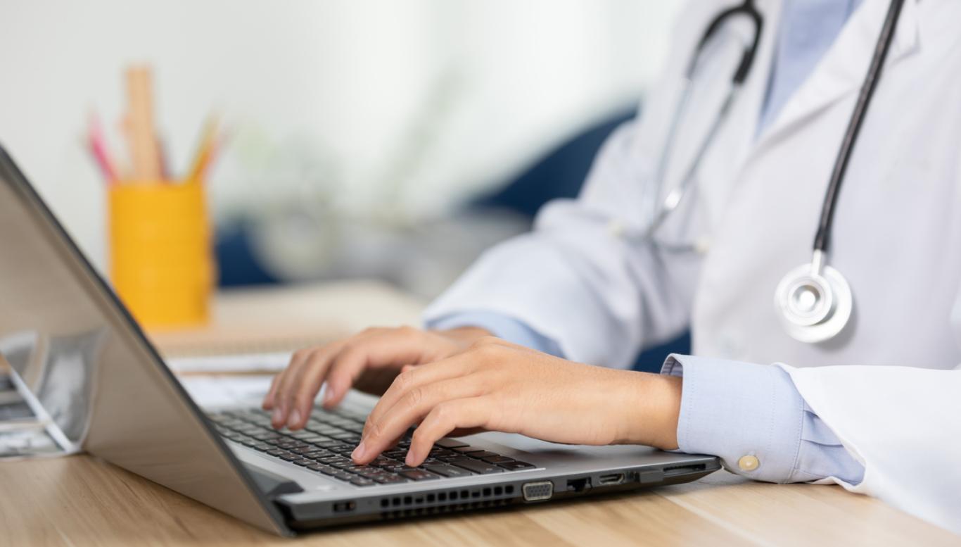 Nurse working on computer