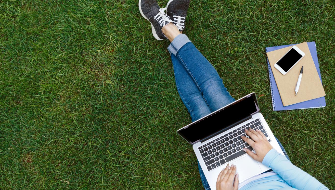 Woman studying outside