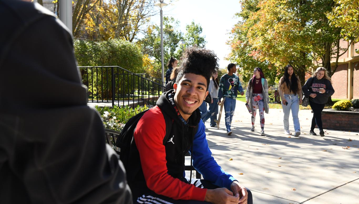 students walking campus together