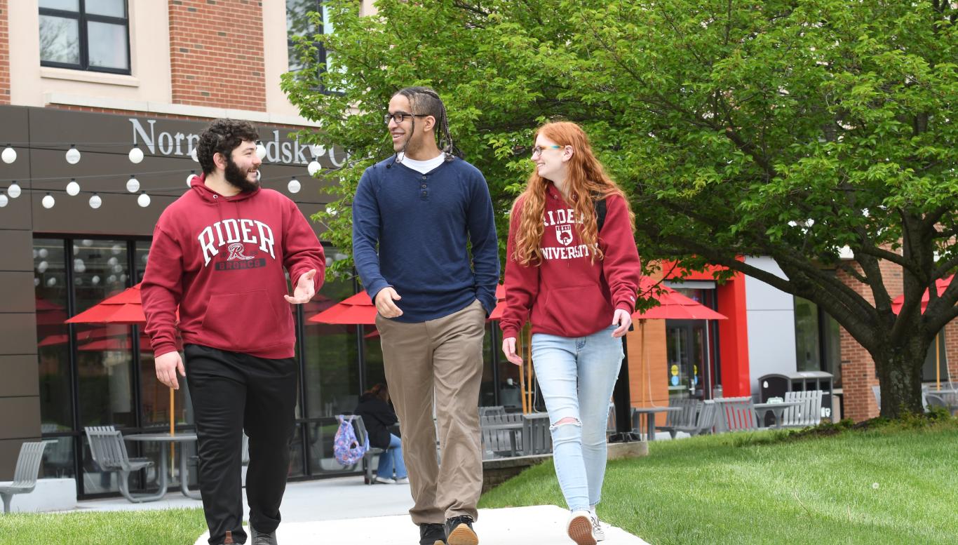 Students walking campus