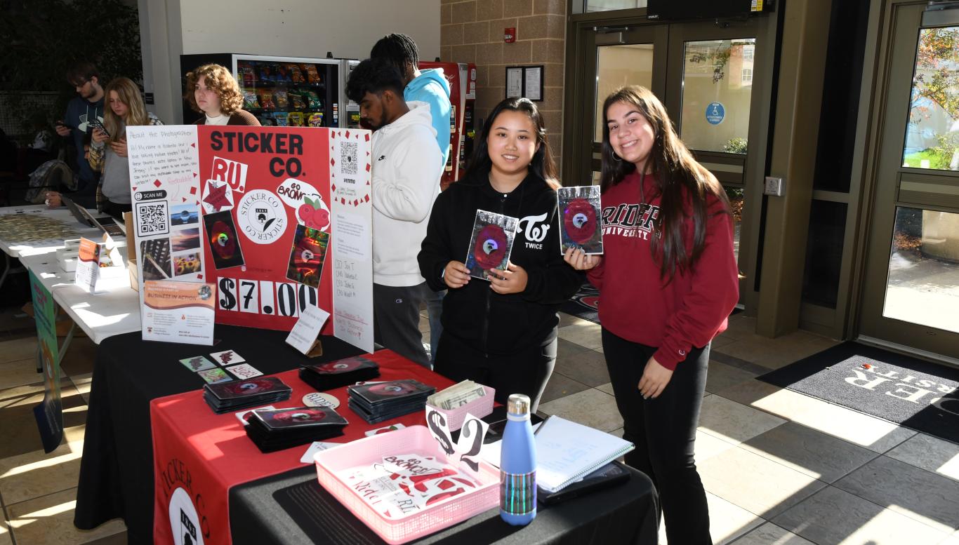 Students at small business fair
