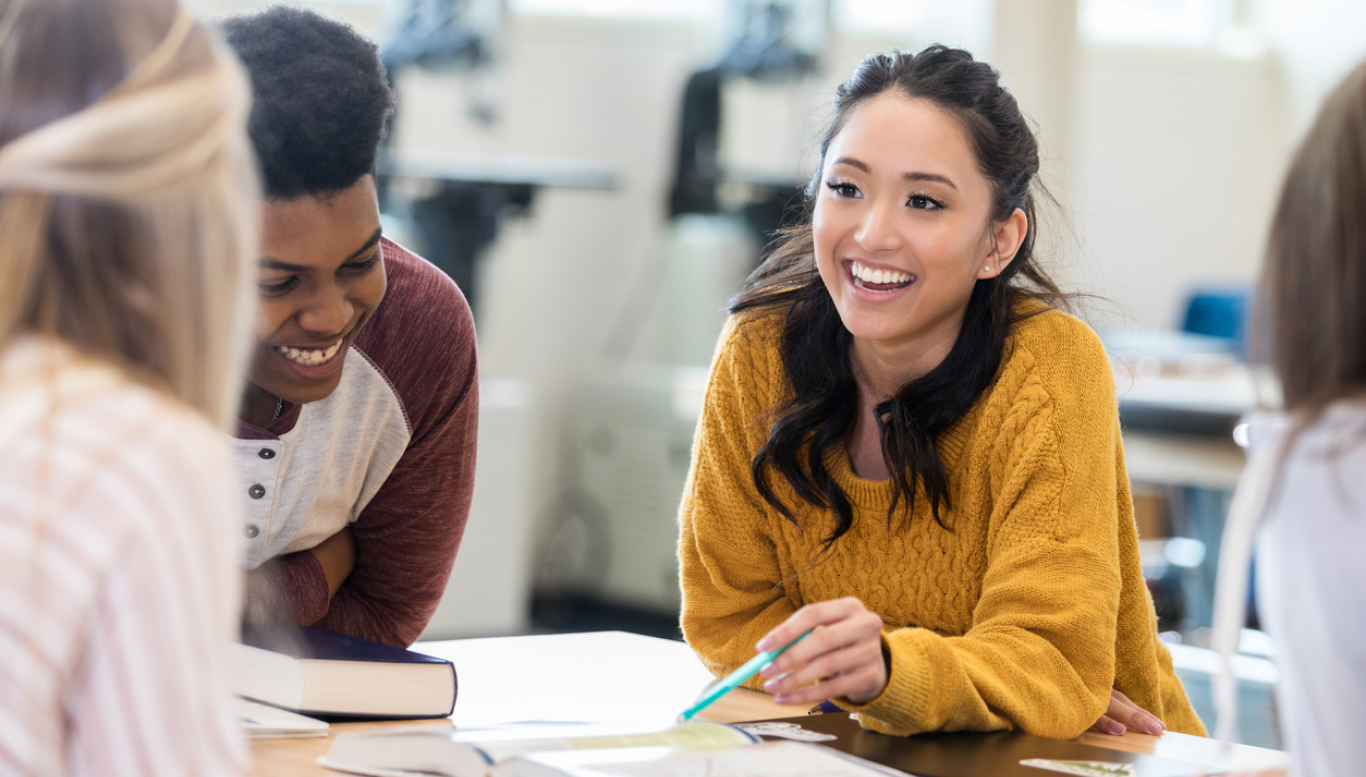 Smiling student in classroom