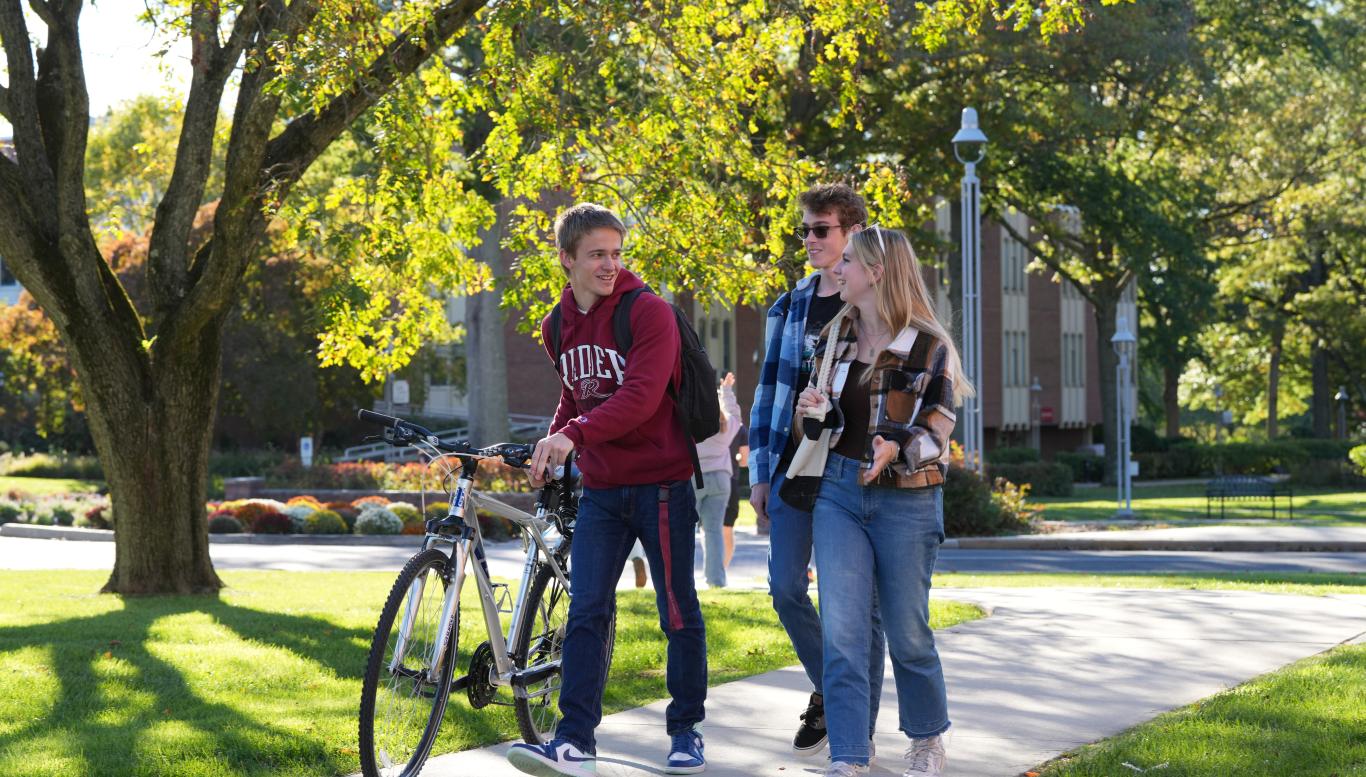 students walking campus together