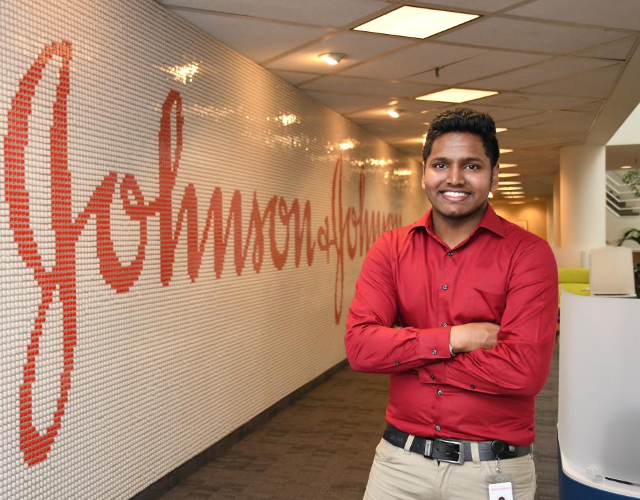 Rider student Vivekkumar Govindaswamy at Johnson & Johnson co-op