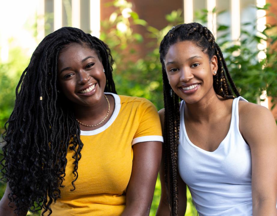 Students sitting together on campus