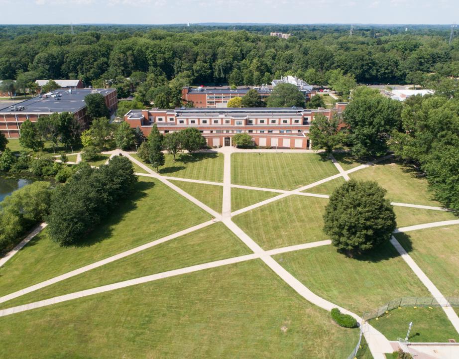 Aerial picture of Rider Campus green