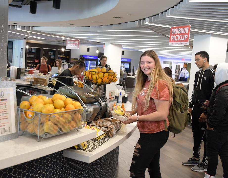 Students pick up grab-and-go meals