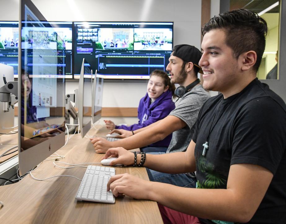 Students in media classroom