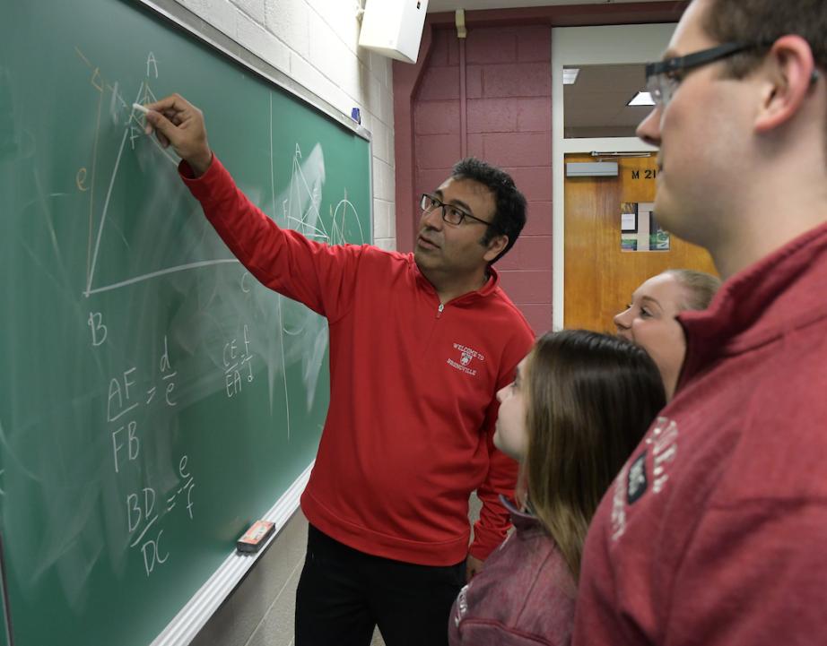 Rider students with math professor