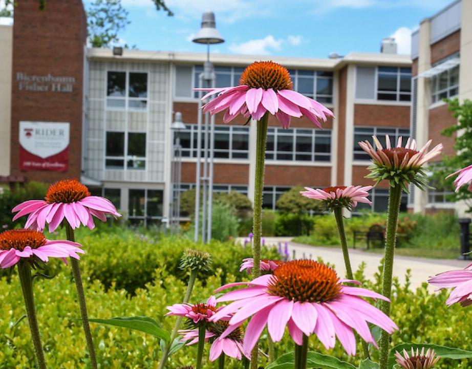 Campus Photo with Spring flowers