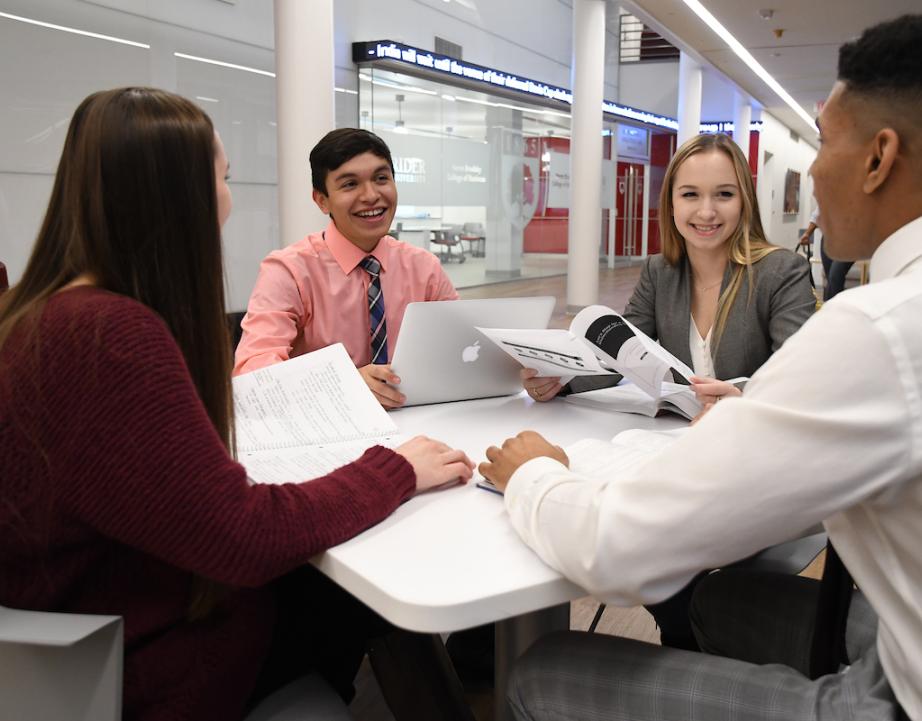 Students study together on Rider campus