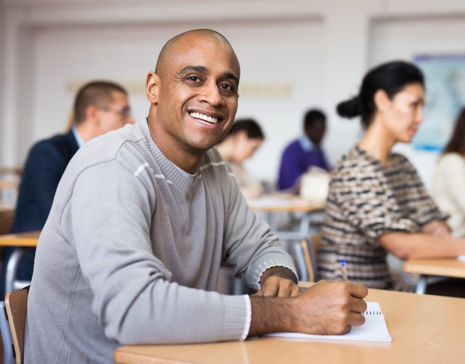 Student in class.