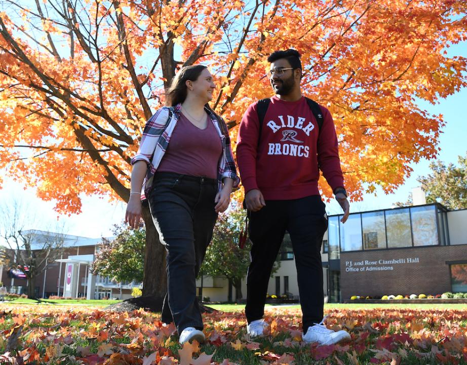 Students walking by Admissions